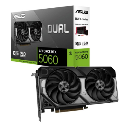 ASUS VGA NVIDIA GeForce RTX 5060 DUAL 8GB, 8GB GDDR7, 3xDP, 1xHDMI
