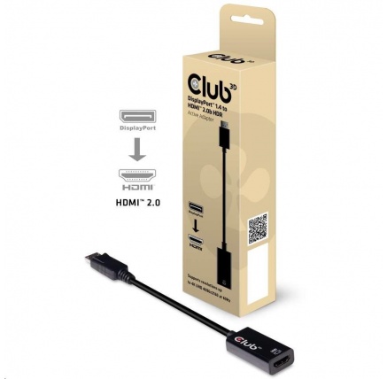 Club3D Adaptér aktivní DisplayPort 1.4 na HDMI 2.0b, HDR, 19cm Club3D Adaptér aktivní DisplayPort 1.4 na HDMI 2.0b, HDR, 19cm