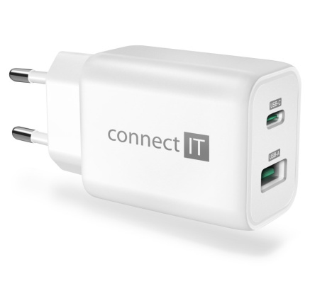 CONNECT IT Wanderer2 GaN nabíjecí adaptér 1×USB-C + 1xUSB-A, 33W PD, bílá CONNECT IT Wanderer2 GaN nabíjecí adaptér 1×USB-C + 1xUSB-A, 33W PD, bílá