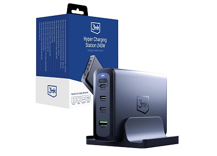 3mk nabíjecí stanice - Hyper Charging Station, 240 W, GaN, 3x USB-C + 1x USB-A 3mk nabíjecí stanice - Hyper Charging Station, 240 W, GaN, 3x USB-C + 1x USB-A