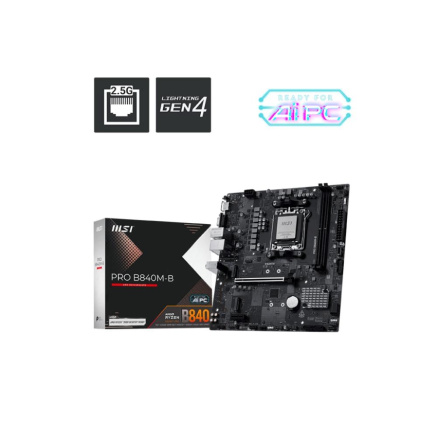 MSI MB Sc AM5 PRO B840M-B, AMD B840, 2xDDR5, 1xHDMI, 1xVGA, mATX