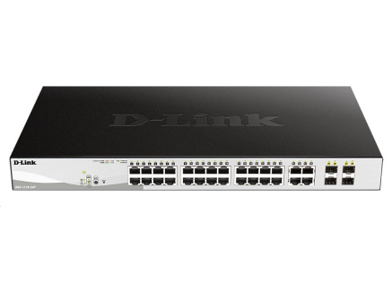D-Link DGS-1210-24P 28-port Smart PoE Switch, 24x GbE PoE+, 4x RJ45/SFP, PoE 193W