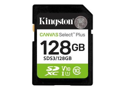Kingston SDXC karta 128GB Canvas Select Plus, U1, V10, A1