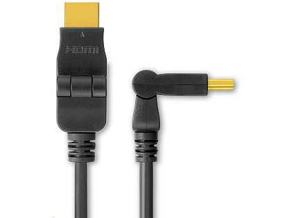 PREMIUMCORD Kabel HDMI A - HDMI A M/M 2m, otočné zlacené konektory