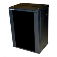 XtendLan 19" nástěnný rozvaděč 12U 600x450, nosnost 60 kg, skleněné kouřové dveře, svařovaný, černý