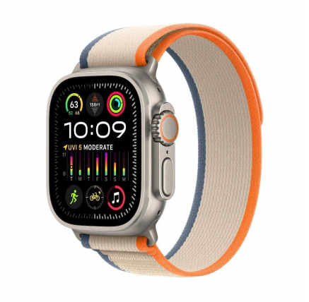 APPLE Watch Ultra 2 GPS + Cellular, 49mm Titanium Case with Orange/Beige Trail Loop - M/L