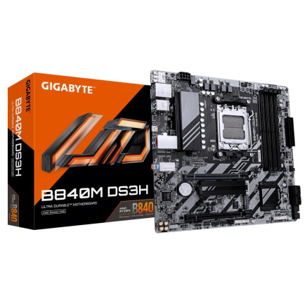 GIGABYTE MB Sc AM5 B840M DS3H, AMD B840, 4xDDR5, 2xDP, 1xHDMI, mATX