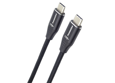 PREMIUMCORD Kabel USB-C M/M, 240W 480Mbps černý bavlněný oplet, 1m