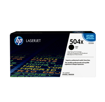 HP 504X Black LJ Toner Cart, CE250X (10,500 pages)