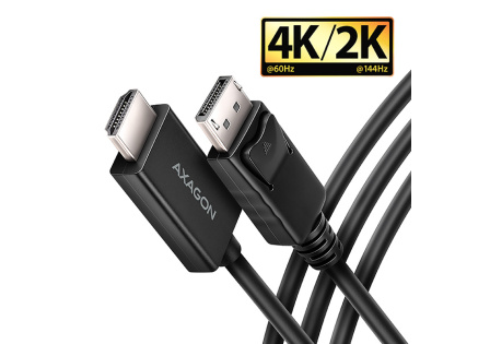AXAGON RVD-HI20C2, DisplayPort -> HDMI 2.0b redukce / kabel 1.8m, 4K/60Hz