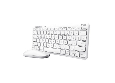 TRUST set klávesnice + myš LYRA, Bezdrátový set klávesnice a myši, ECO, US, bílá