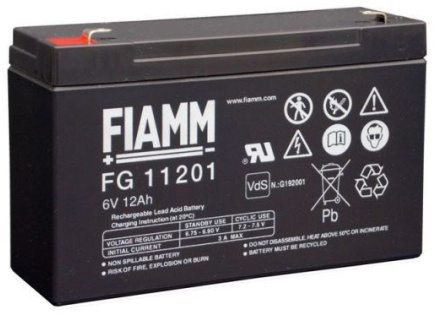 Baterie - Fiamm FG11201 (6V/12,0Ah - Faston 187), životnost 5let Baterie - Fiamm FG11201 (6V/12,0Ah - Faston 187), životnost 5let