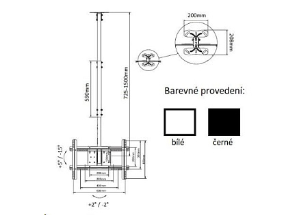 Držák Tv na strop Fiber Mounts T560 -  Bílý