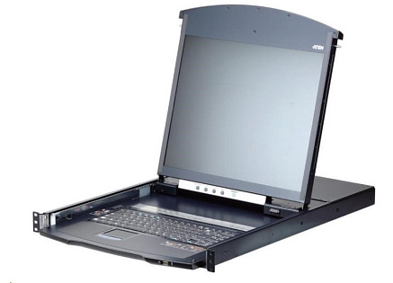 ATEN 8-port Cat.5 KVM PS/2+USB, OSD, dual rail rack, 19" LED LCD, ovládání over IP 1local/1remote