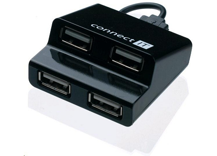 CONNECT IT USB 2.0 hub STEP 4 porty, černý CONNECT IT USB 2.0 hub STEP 4 porty, černý