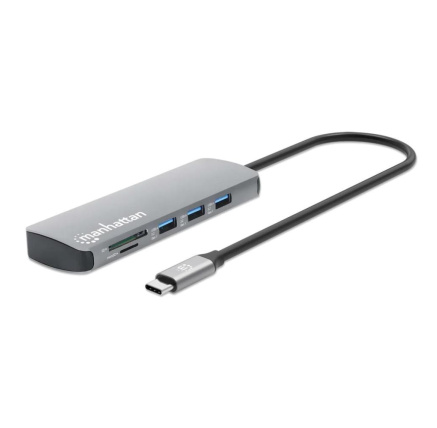 MANHATTAN Dokovací stanice USB-C 9v1, 1xHDMI, 2xUSB-C, 3xUSB, 1xRJ45, čtečka SD karet, šedá MANHATTAN Dokovací stanice USB-C 9v1, 1xHDMI, 2xUSB-C, 3xUSB, 1xRJ45, čtečka SD karet, šedá