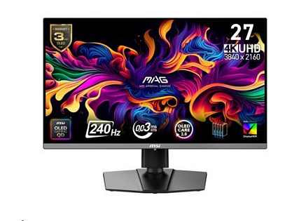 MSI LCD MAG 272UP QD-OLED X24, 26.5", QD-OLED, 4K UHD, 240Hz, 0.03ms, Black, 3R