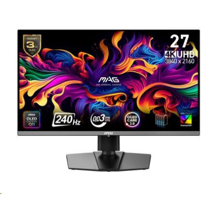 MSI LCD MAG 272UP QD-OLED X24, 26.5", QD-OLED, 4K UHD, 240Hz, 0.03ms, Black, 3R