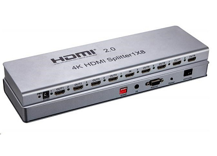 PremiumCord HDMI 2.0 splitter 1-8 portů, 4K x 2K/60Hz, FULL HD, 3D