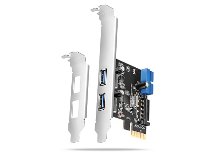 AXAGON PCEU-232RS, PCIe řadič, 2+2x USB 5Gbps port, SATA napájení, Renesas PD720201, SP & LP