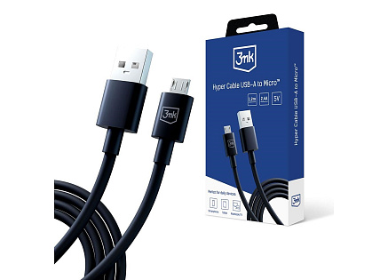 3mk datový kabel - Hyper Cable A to Micro 1.2m 5V 2,4A, černá