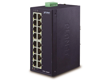 Planet ISW-1600T, switch, 16x 10/100Base-TX, ESD, DIN, IP30, -40~75°C