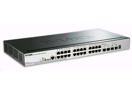 D-Link DGS-1510-28P 28-Port Gigabit Stackable SmartPro PoE Switch, 24x gigabit RJ45, 2x 10G SFP+ port, 2x SFP port