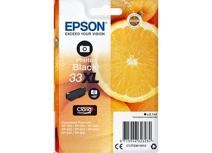 EPSON ink čer Singlepack "Pomeranč" Photo Black 33XL Claria Premium Ink