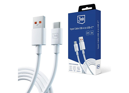 3mk datový kabel - Hyper Cable A to C 1.2m 3A, bílá 3mk datový kabel - Hyper Cable A to C 1.2m 3A, bílá