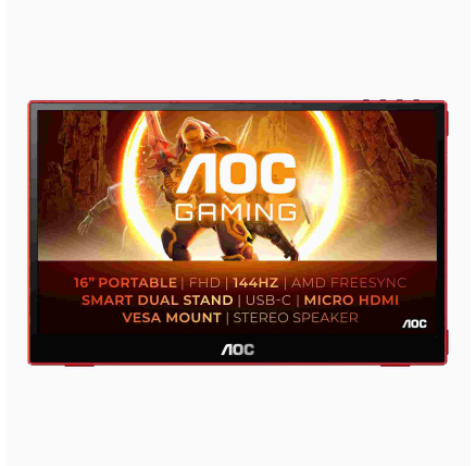 AOC MT IPS LCD WLED 15,6" 16G3 - IPS panel, 1920x1080, 144Hz, microHDMI, USB-C, USB 3.2, repro, prenosny monitor