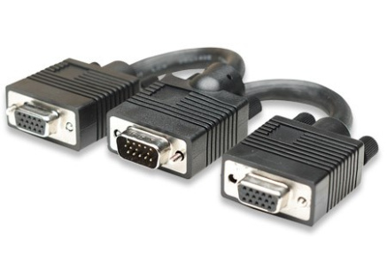 MANHATTAN SVGA Y rozdvojka, HD15 Male / 2 HD15 Female, 15 cm, Black MANHATTAN SVGA Y rozdvojka, HD15 Male / 2 HD15 Female, 15 cm, Black