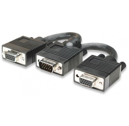 MANHATTAN SVGA Y rozdvojka, HD15 Male / 2 HD15 Female, 15 cm, Black MANHATTAN SVGA Y rozdvojka, HD15 Male / 2 HD15 Female, 15 cm, Black
