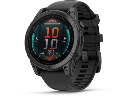Garmin fenix® E – 47 mm, AMOLED, Slate grey steel / Černý silikonový řemínek, EU