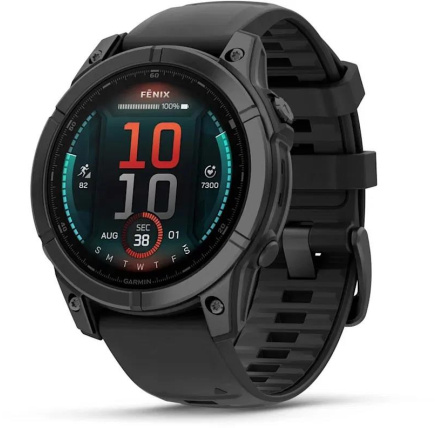 Garmin fenix® E – 47 mm, AMOLED, Slate grey steel / Černý silikonový řemínek, EU