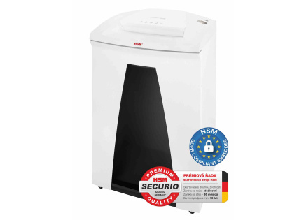 HSM skartovač Securio B34 (řez: Kombinovaný 4,5x30mm | vstup: 310mm | DIN: P-4 (3) | papír, sponky, plast. karty, CD)