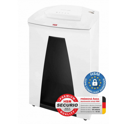 HSM skartovač Securio B34 (řez: Kombinovaný 4,5x30mm | vstup: 310mm | DIN: P-4 (3) | papír, sponky, plast. karty, CD)