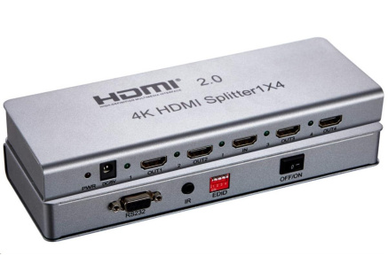 PremiumCord HDMI 2.0 splitter 1-4 porty, 4K x 2K/60Hz, FULL HD, 3D