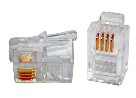Konektor RJ10 (4p4c), 3µm, licna(lanko) - 100 ks Konektor RJ10 (4p4c), 3µm, licna(lanko) - 100 ks