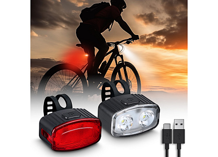 Solight set nabíjecích cyklo svítilen, 160lm přední, zadní červená, Li-Ion, USB