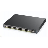 Zyxel XGS2210-52HP 52-port Managed L2+ Gigabit PoE Switch, 48x gigabit RJ45, 4x 10GbE SFP+, PoE budget 375W