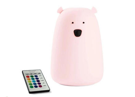 Rabbit & Friends Dotyková lampička medvídek s ovládáním | růžová