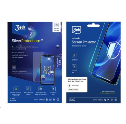 3mk All-Safe - AIO fólie SilverProtection+ Dry & Wet Fitting Phone, 5 ks 3mk All-Safe - AIO fólie SilverProtection+ Dry & Wet Fitting Phone, 5 ks