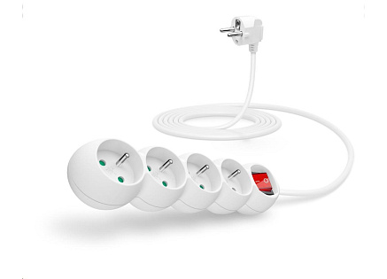 CONNECT IT prodlužovací kabel 230 V, 4 zásuvky, 3 m, s vypínačem (bílý)