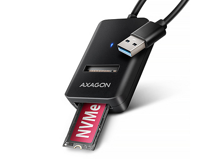 AXAGON ADM2-AM USB-A 10Gbps - M.2 NVMe & SATA SSD adaptér, kabel USB-A 10cm