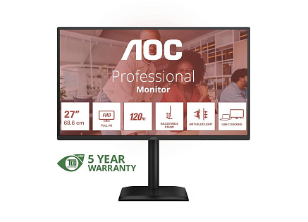 AOC MT 27" 27E4CV - 1920x1080,IPS,120Hz,1xHDMI,1xDP,USBhub,USB-C,PD,RJ45,Repro,Pivot