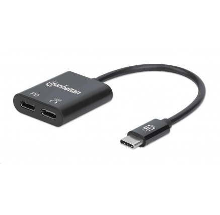 MANHATTAN USB 2.1 Sound Adapter, USB Type-C to C/F (audio) & C/F (PD) black, Retail Box MANHATTAN USB 2.1 Sound Adapter, USB Type-C to C/F (audio) & C/F (PD) black, Retail Box