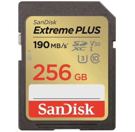 SanDisk SDXC karta 256GB Extreme PLUS (R 190 MB/s  W130 MB/s Class 10, UHS-I U3 V30)