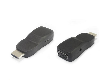 PREMIUMCORD Převodník HDMI na VGA miniaturní provedení se zvukem a napájecím konektorem - černý