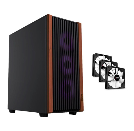 1stCOOL skříň G6 Noble, Mid Tower, ATX, AU, 3x 120mm Fan, Černá