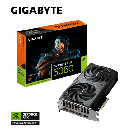GIGABYTE VGA NVIDIA GeForce RTX 5060 WINDFORCE 8G, 8G GDDR7, 3xDP, 1xHDMI